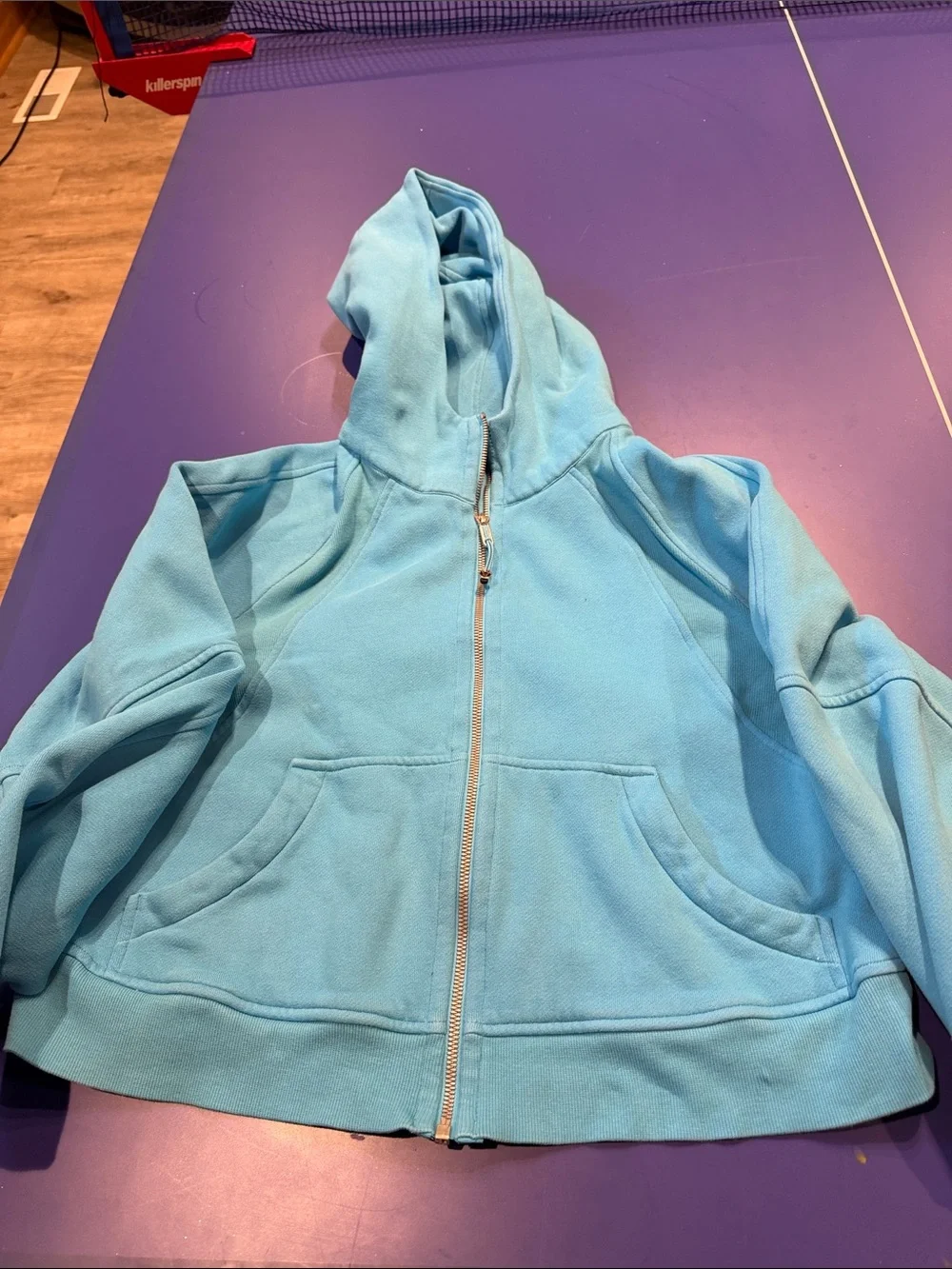 Light Blue Zip-Up Hoodie with Hood
